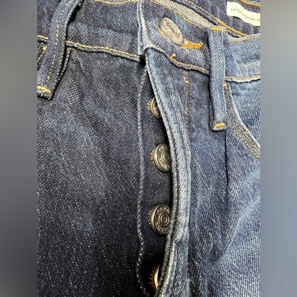 FRAME Blue Le Sylvie Slender Indigo Combo Straight Jean 25 - Picture 11 of 12